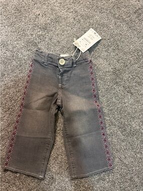 Zara Gray Jeans with Pink Floral Side Trim